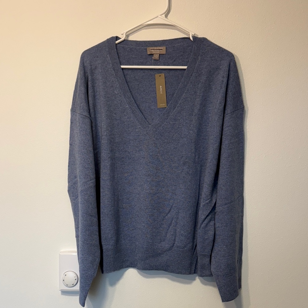 J. Crew Women's V-Neck Sweater in Dusty Blue